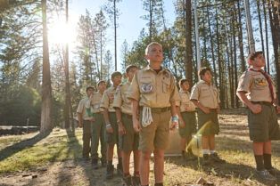 NE Eagle Scout Scholars Participating in a flag ceremony